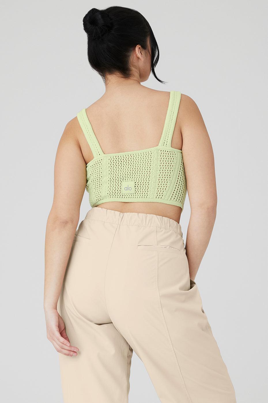 Open-Knit Chase The Sun Corset Tank - Iced Green Tea Female Product Image