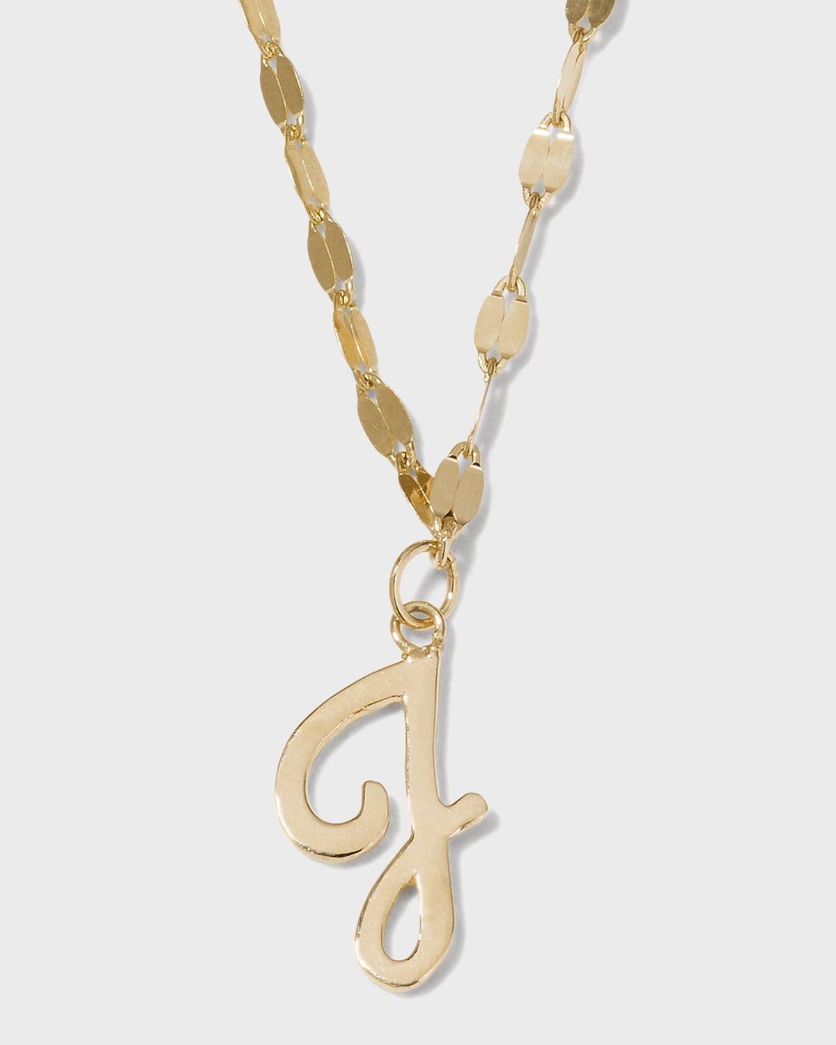 Womens 14K Yellow Gold Cursive Initial Pendant Necklace Product Image