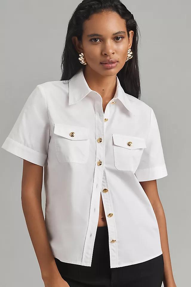 English Factory Short-Sleeve Poplin Blouse Product Image