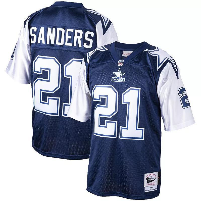 Mens Mitchell & Ness Deion Sanders Dallas Cowboys Big & Tall 1995 Retired Player Replica Jersey Blue Product Image