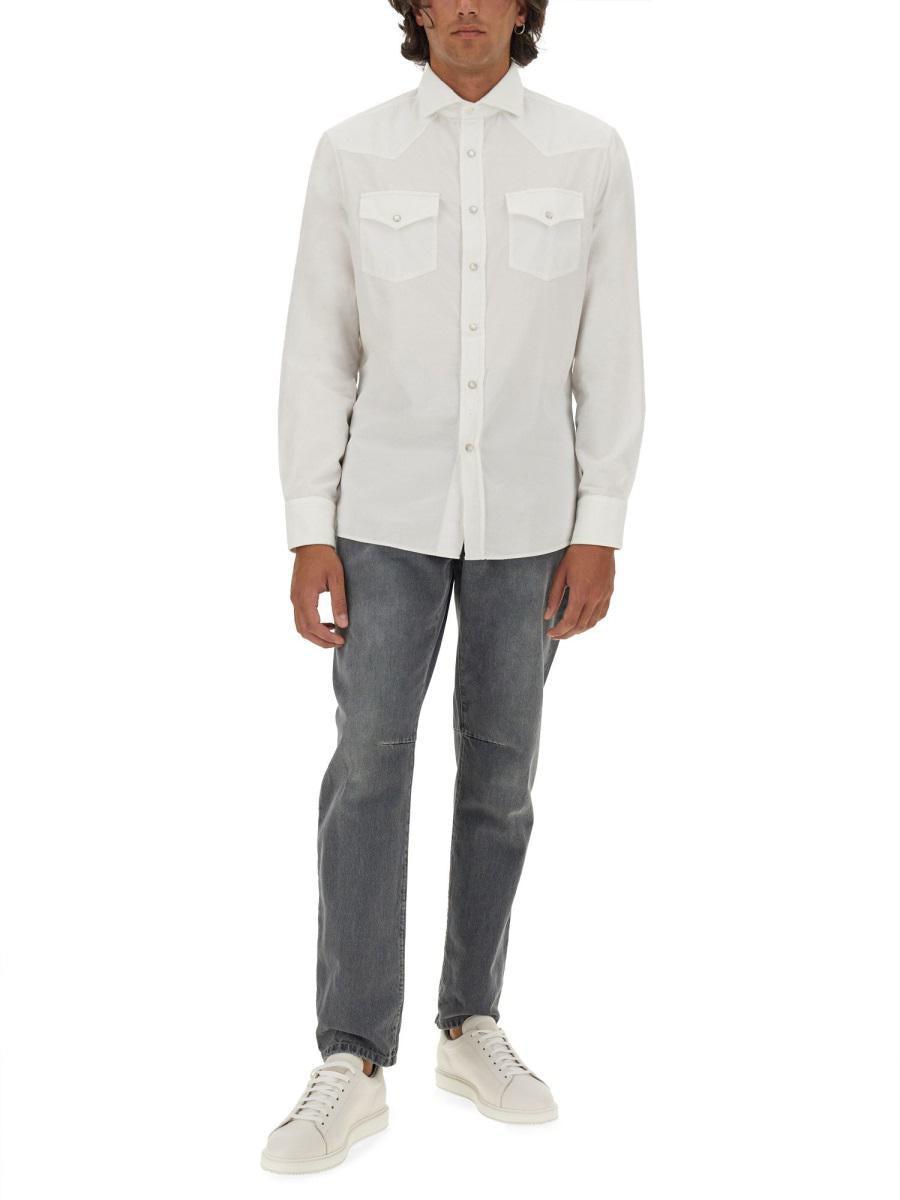 BRUNELLO CUCINELLI Collared Buttoned Shirt In White Product Image