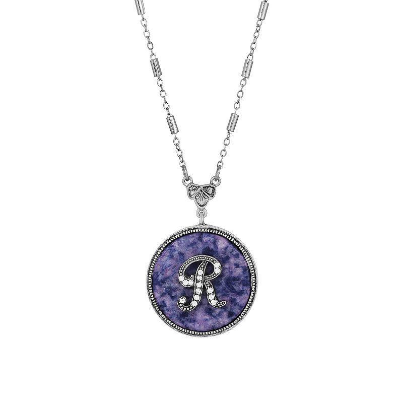 1928 Silver Tone Round Initial Pendant Necklace, Womens Product Image