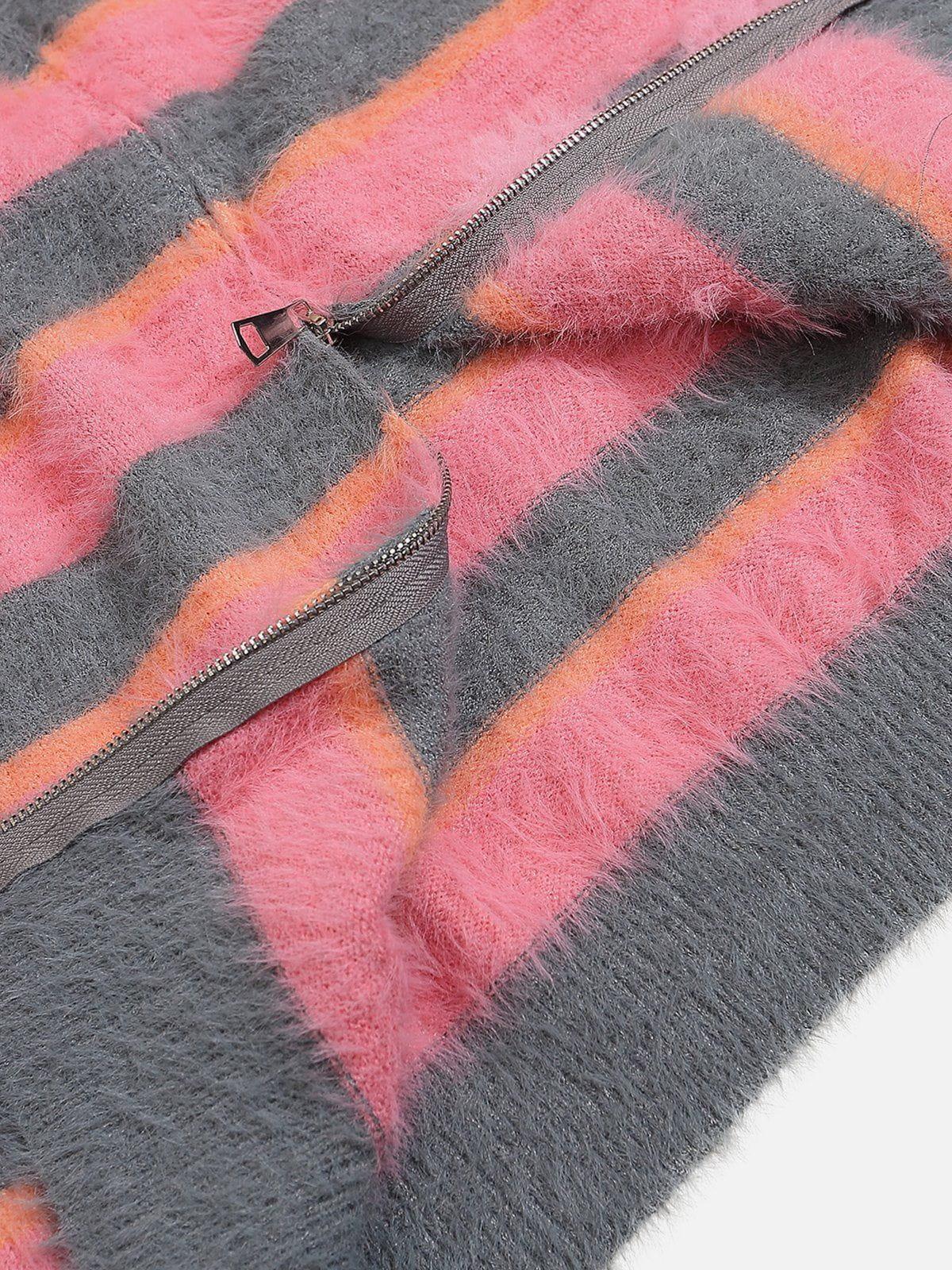 Aelfric Eden Bow Stripe Knit Zip Up Hoodie Product Image