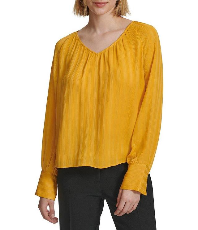 Calvin Klein V Neckline Long Sleeve Blouse Product Image