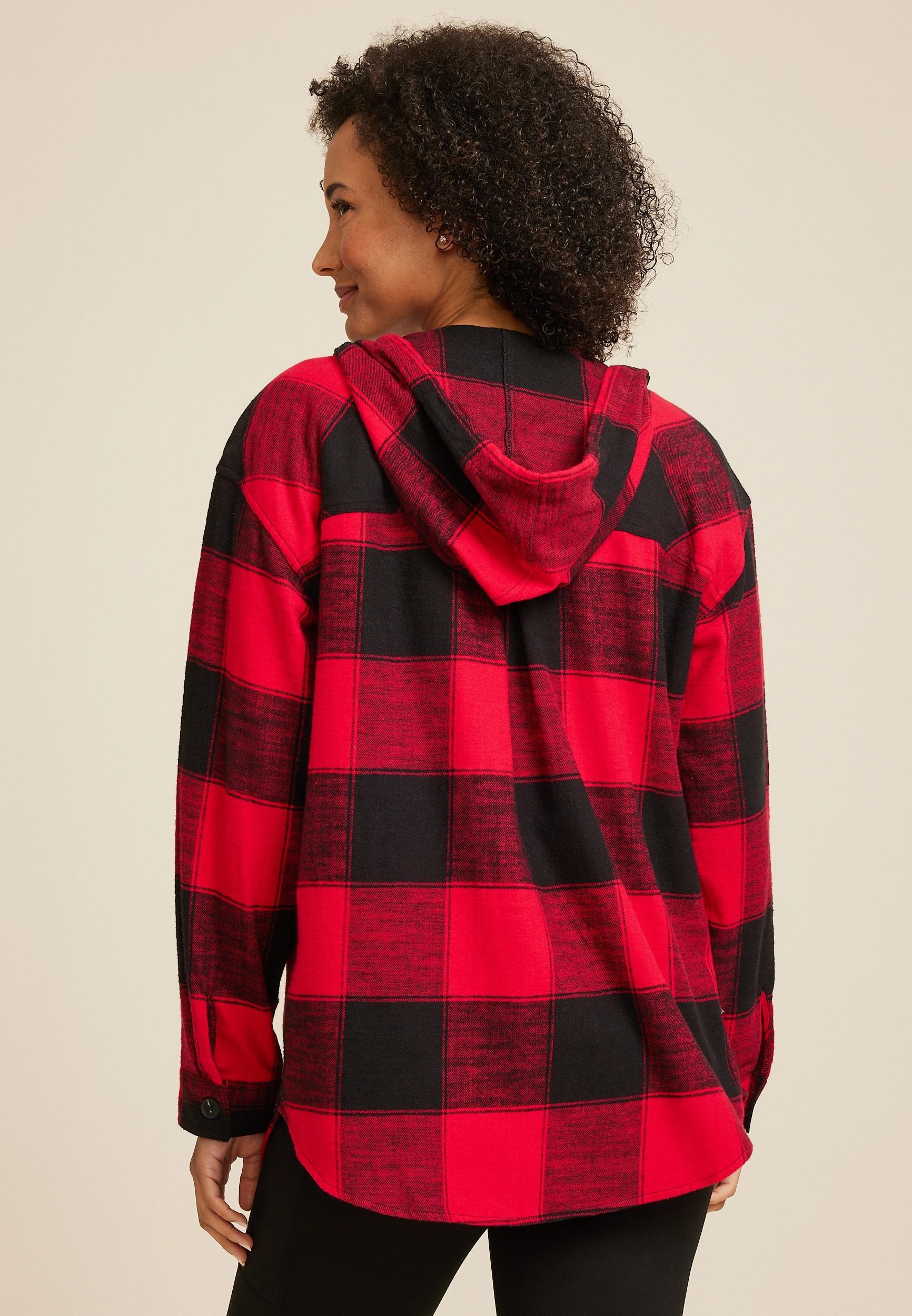 Cabin Collegiate Plaid Hooded Button Down Shirt Product Image