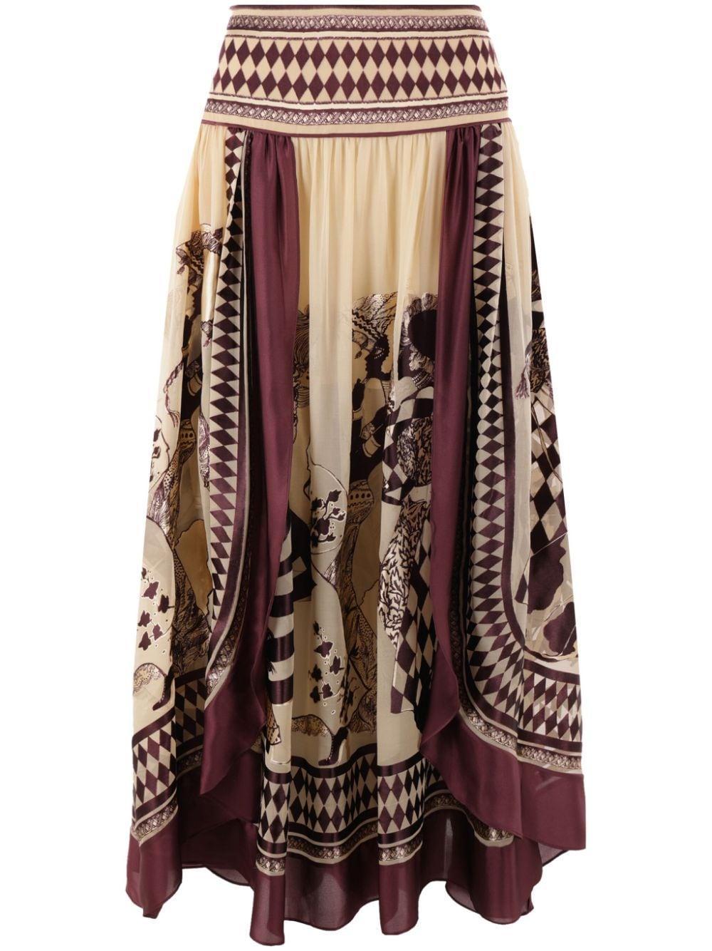 Illustration Otto Metallic Silk-blend Jacquard Maxi Skirt In Multi Product Image