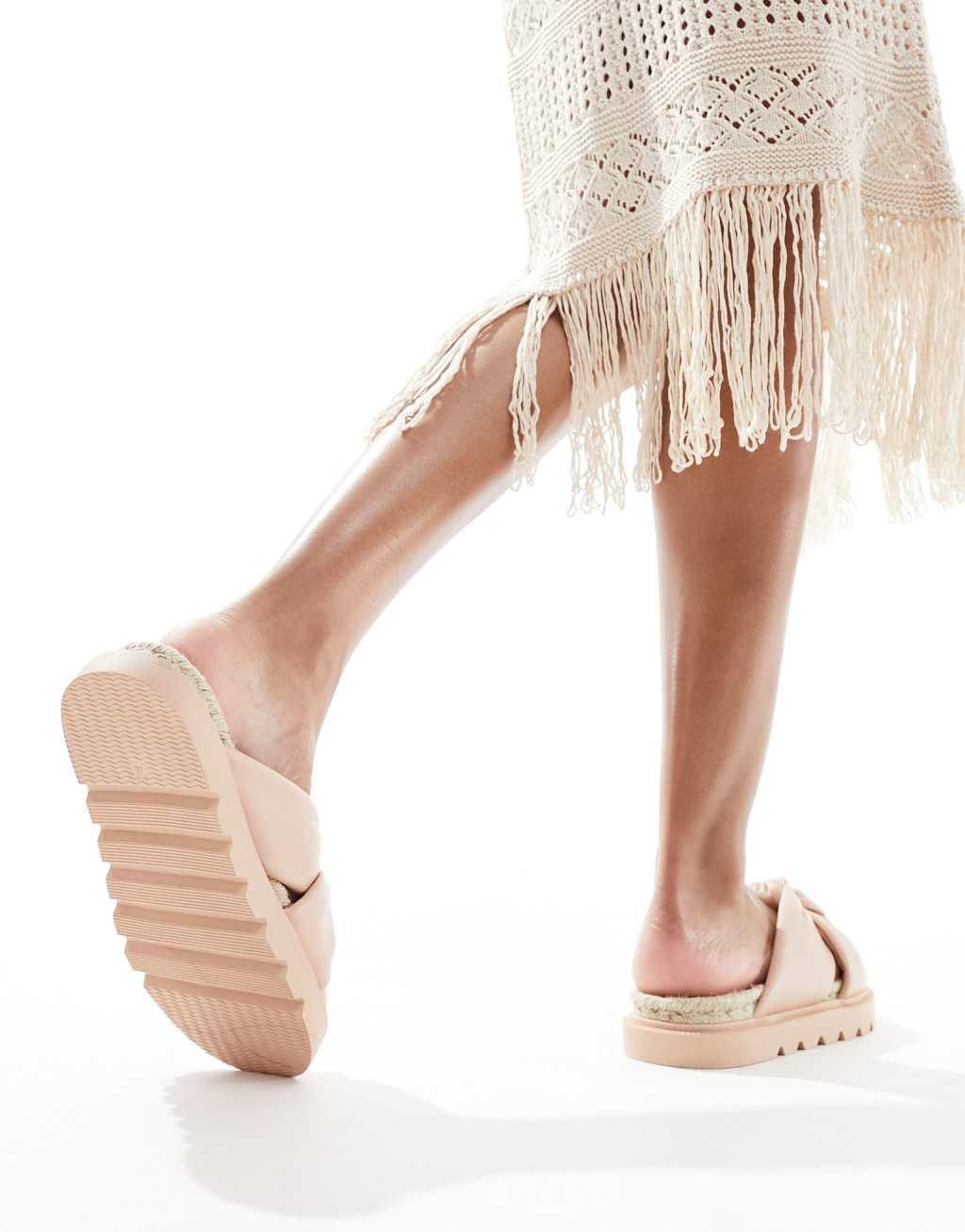 ASOS DESIGN Jemima cross strap espadrilles in light pink Product Image