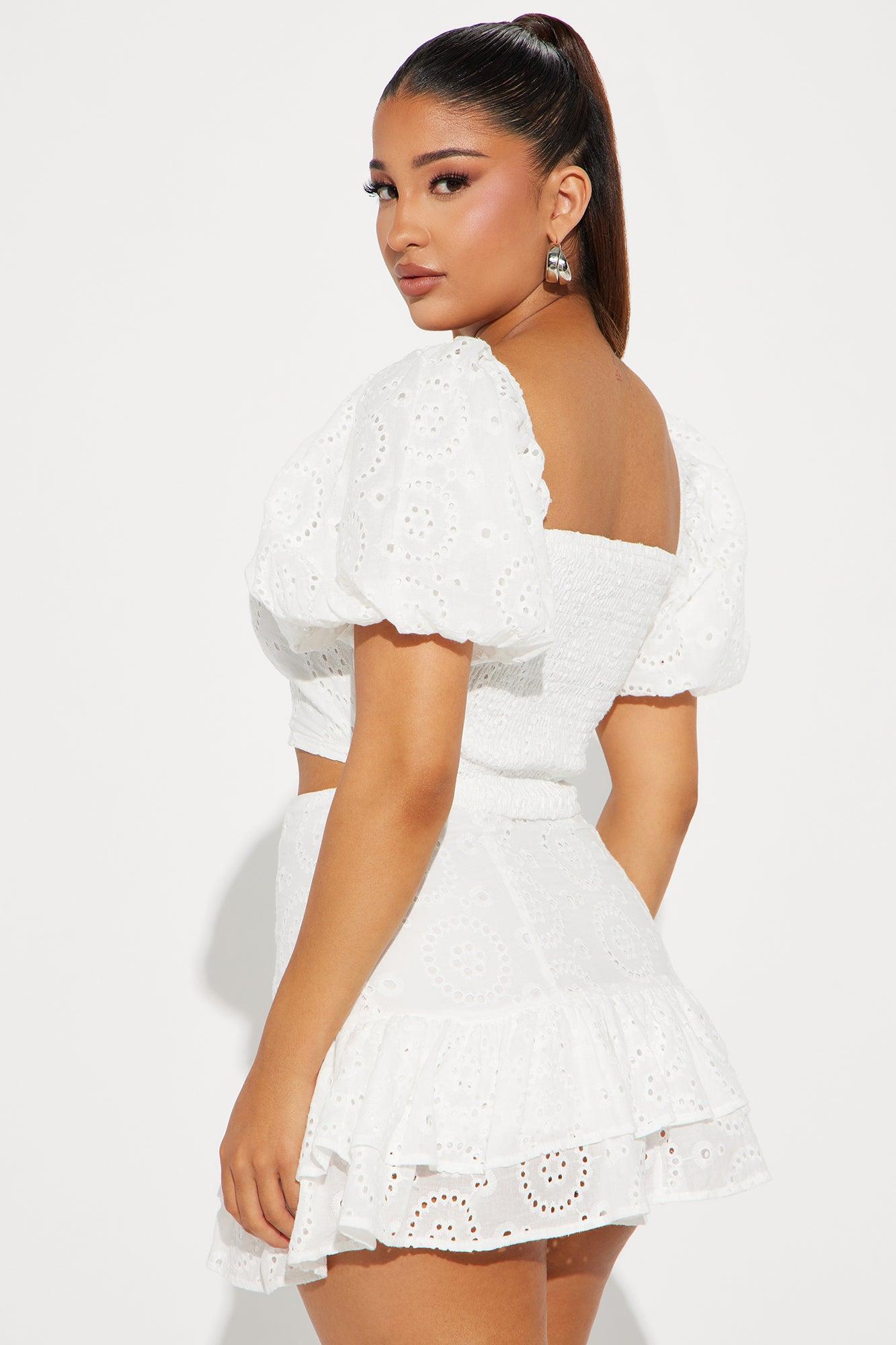 Sweet Escape Eyelet Skirt Set - White Product Image