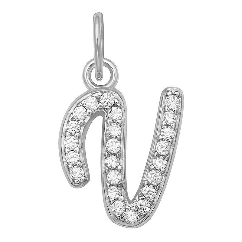 LC Lauren Conrad Sterling Silver Cubic Zirconia Initial Charm, Womens, Grey Product Image