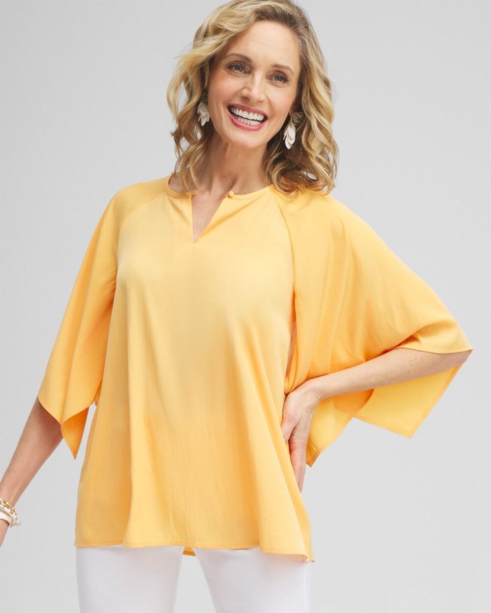 Satin Keyhole Neck Blouse Product Image