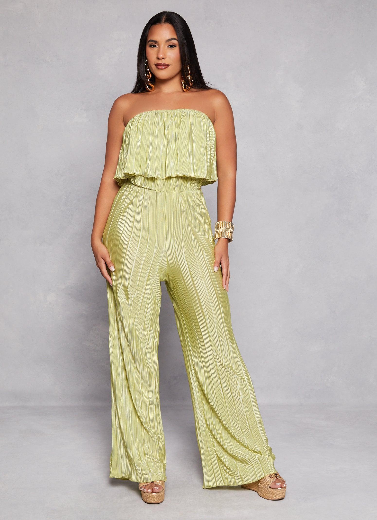 Womens Almost Famous Plisse Flounce Jumpsuit product image