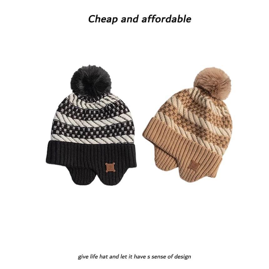 Pom Pom Knit Trapper Hat Product Image