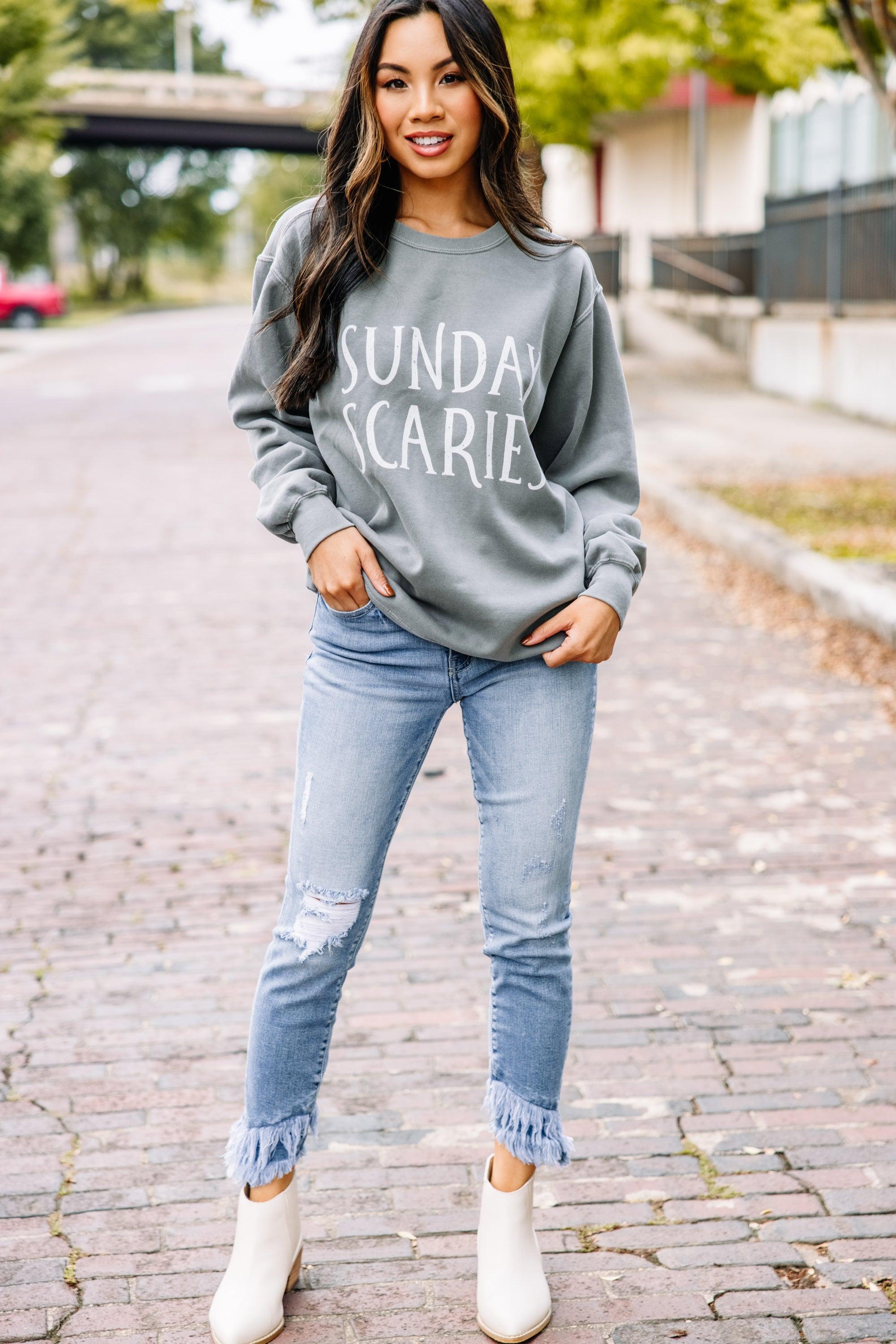 Comfort Colors: Sunday Scaries Gray Graphic Sweatshirt Female Product Image