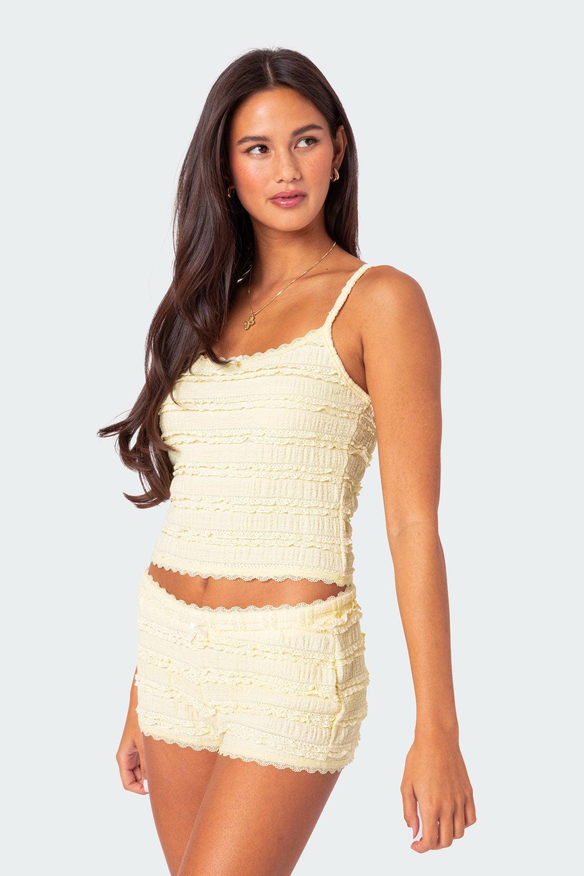 Lucy Ruffled Lace Tank Top Product Image