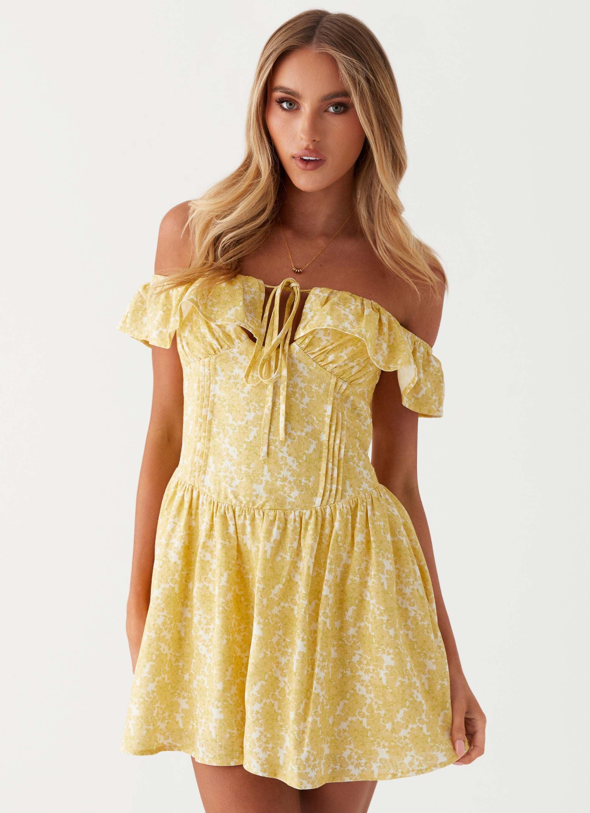 Tarryn Mini Dress - Yellow Floral Product Image