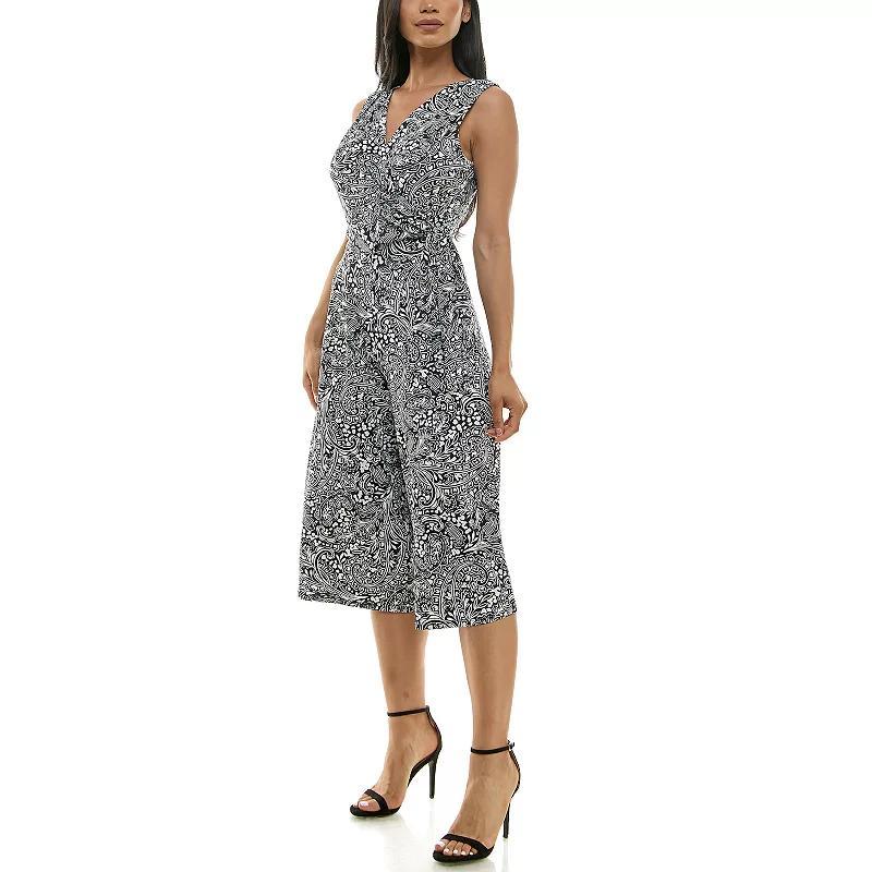 Womens Nina Leonard Print Surplice Wide-Leg Jumpsuit Product Image