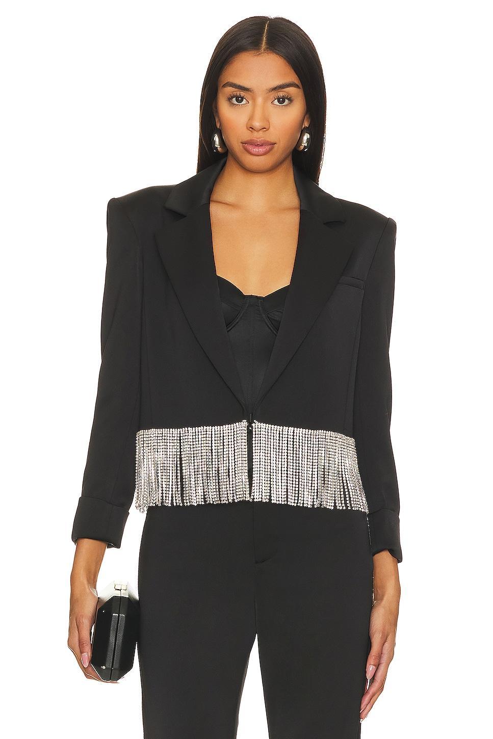 Shan Cropped Fringe Blazer Alice + Olivia Product Image