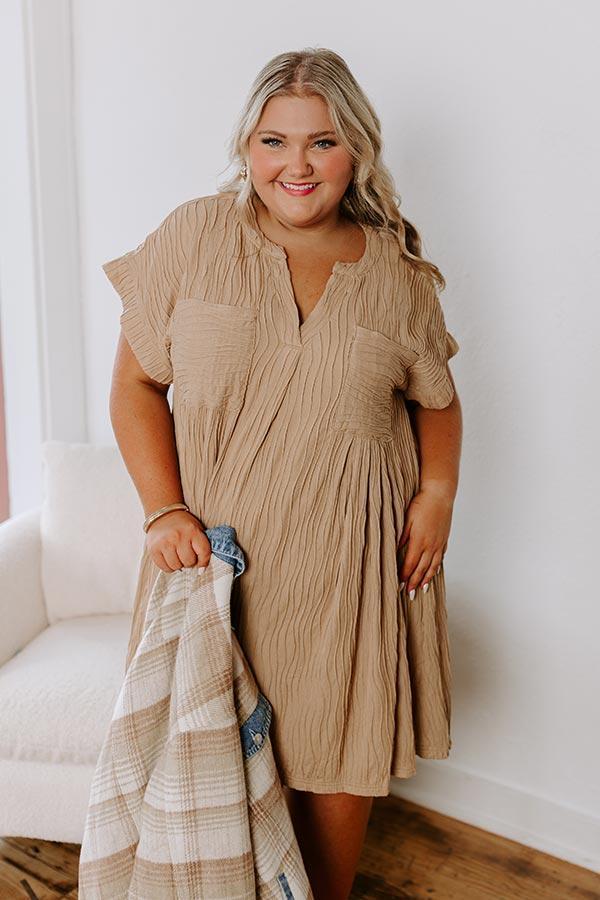 Long Weekend Wonderful Shift Dress In Warm Taupe Curves Product Image