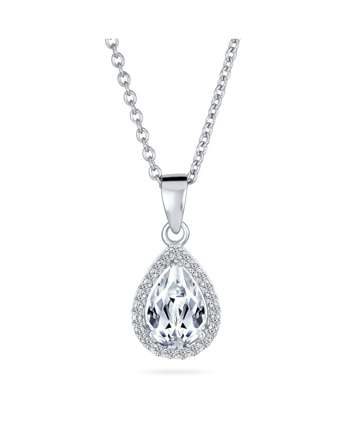 Bling Jewelry Cubic Zirconia Traditional Classic Large Cz Teardrop Solitaire Pendant Necklace For Women .925 Sterling Silver Product Image