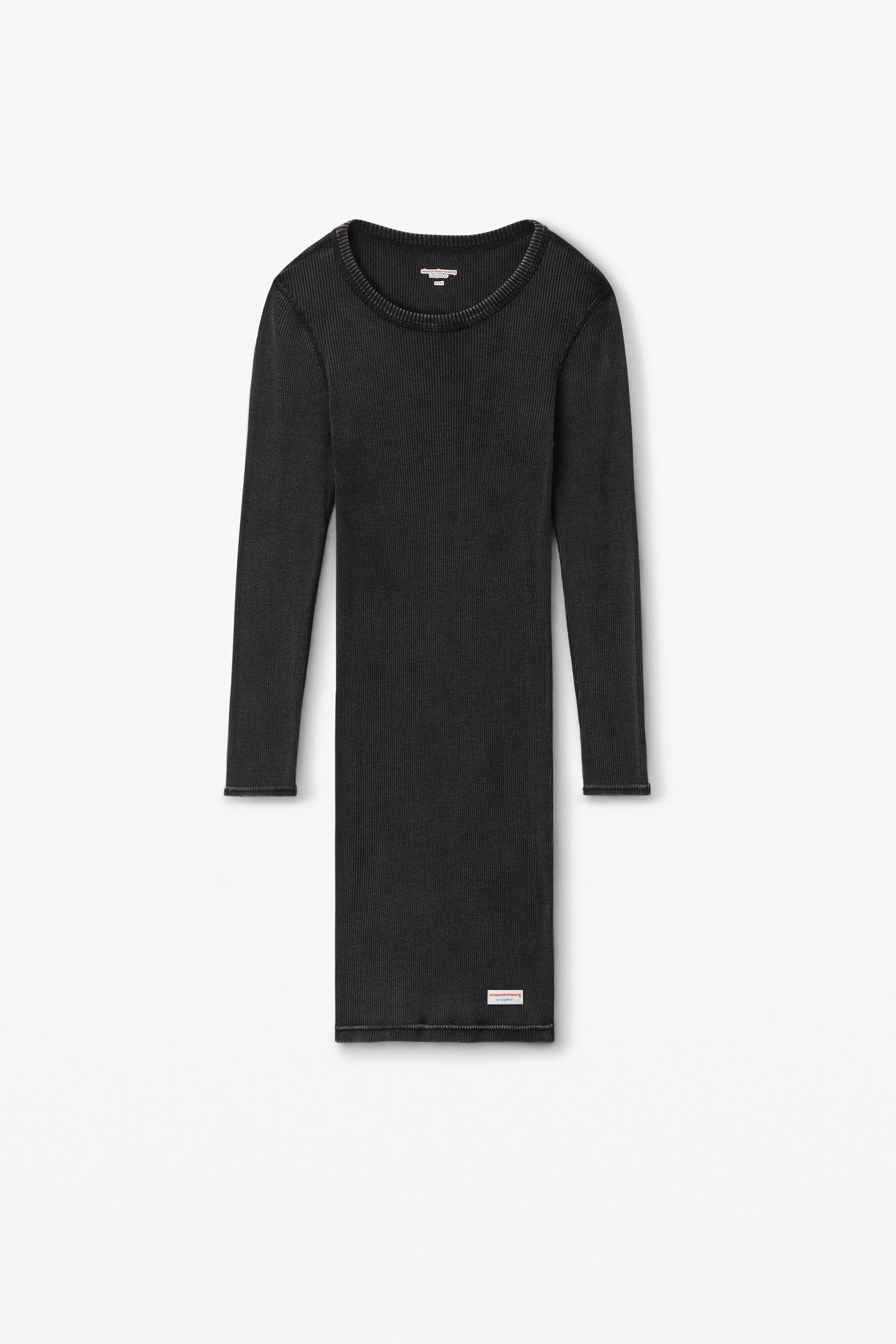 Long Sleeve Loungewear Dress In Ribbed Cotton Product Image