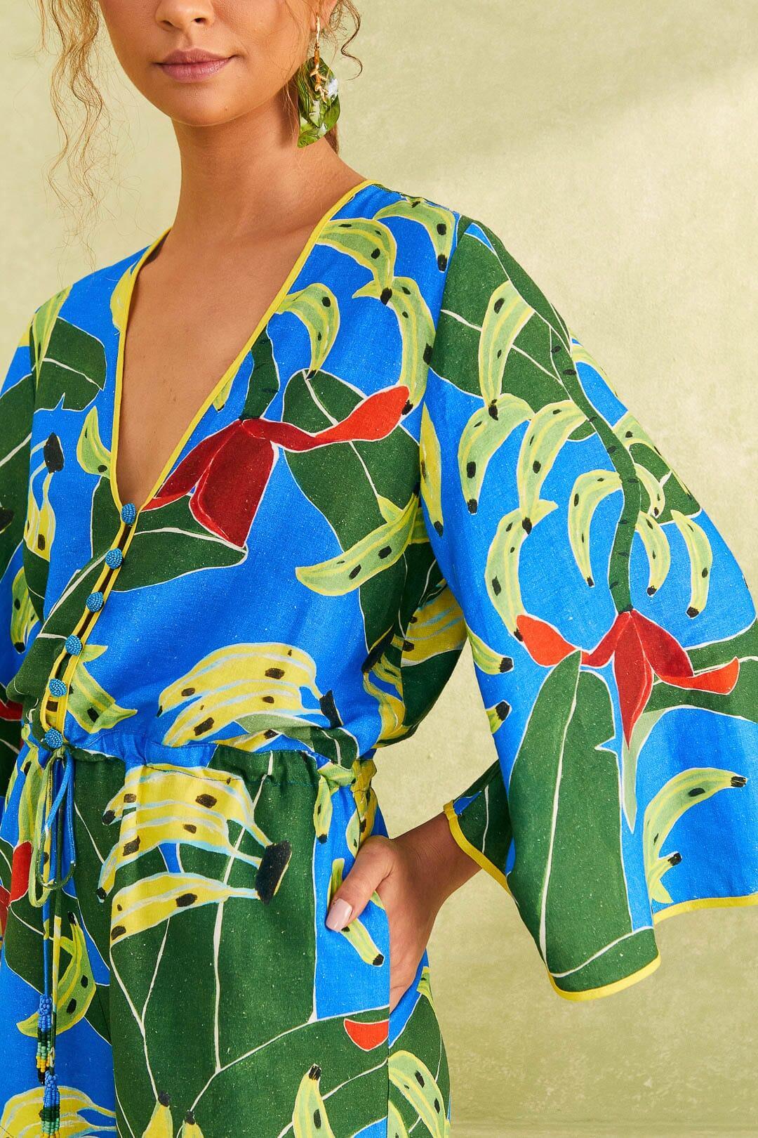 Blue Banana Leaves Romper Product Image