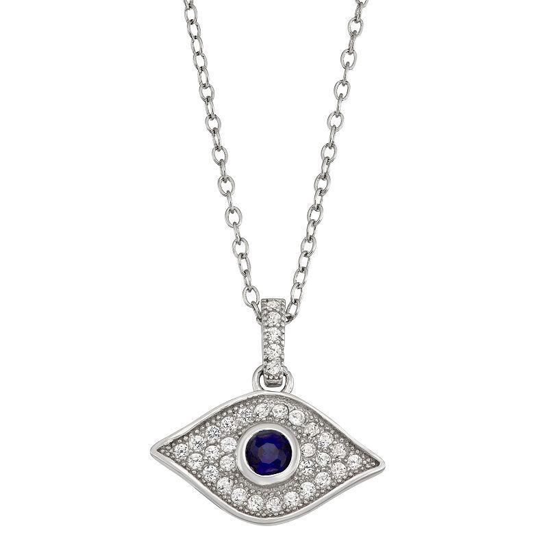 Sterling Silver Lab-Created Blue & White Sapphire Pendant Necklace, Womens Product Image