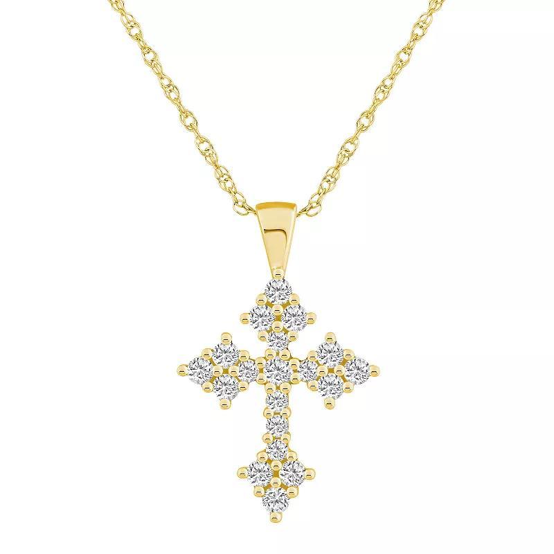 Alyson Layne 10k Yellow Gold 3/4 Carat T.W. Diamond Cross Pendant Necklace, Womens 10k Gold Product Image