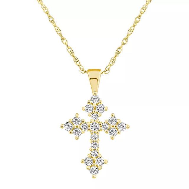 Alyson Layne 10k Yellow Gold 3/4 Carat T.W. Diamond Cross Pendant Necklace, Womens White Product Image