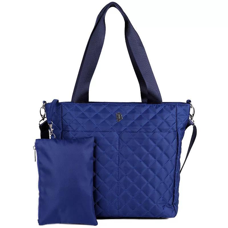 Womens Julia Buxton Nylon Quilted Organizer Tote Bag, Blue Product Image