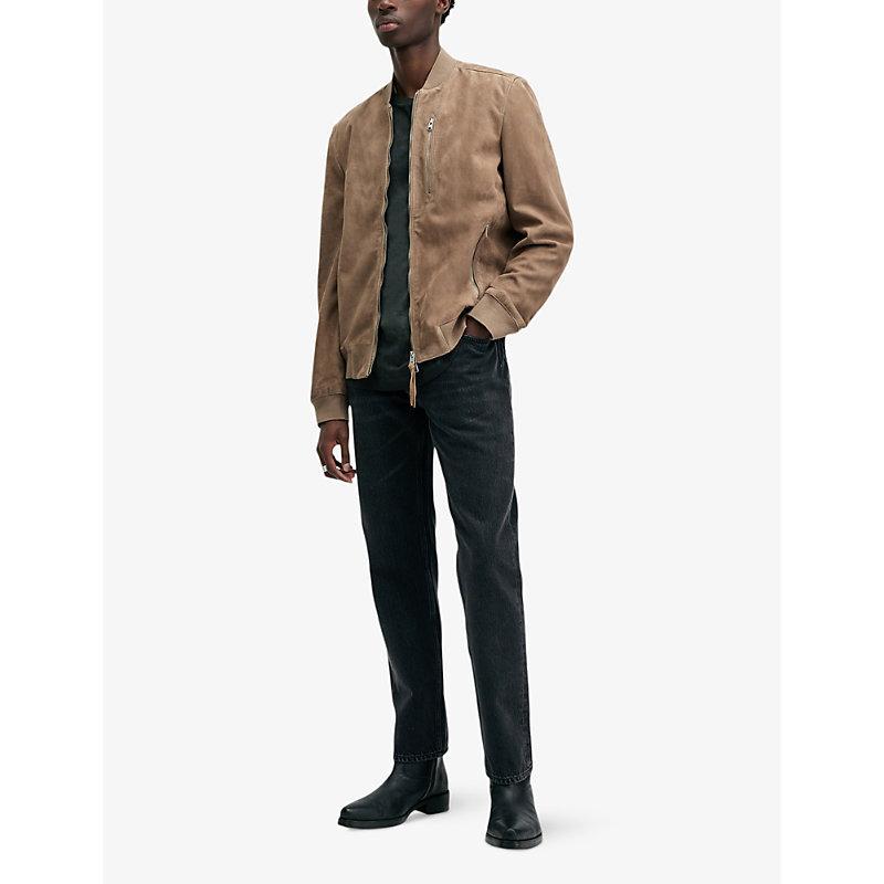 ALLSAINTS Kemble Suede Bomber Jacket In Acre Brown Product Image