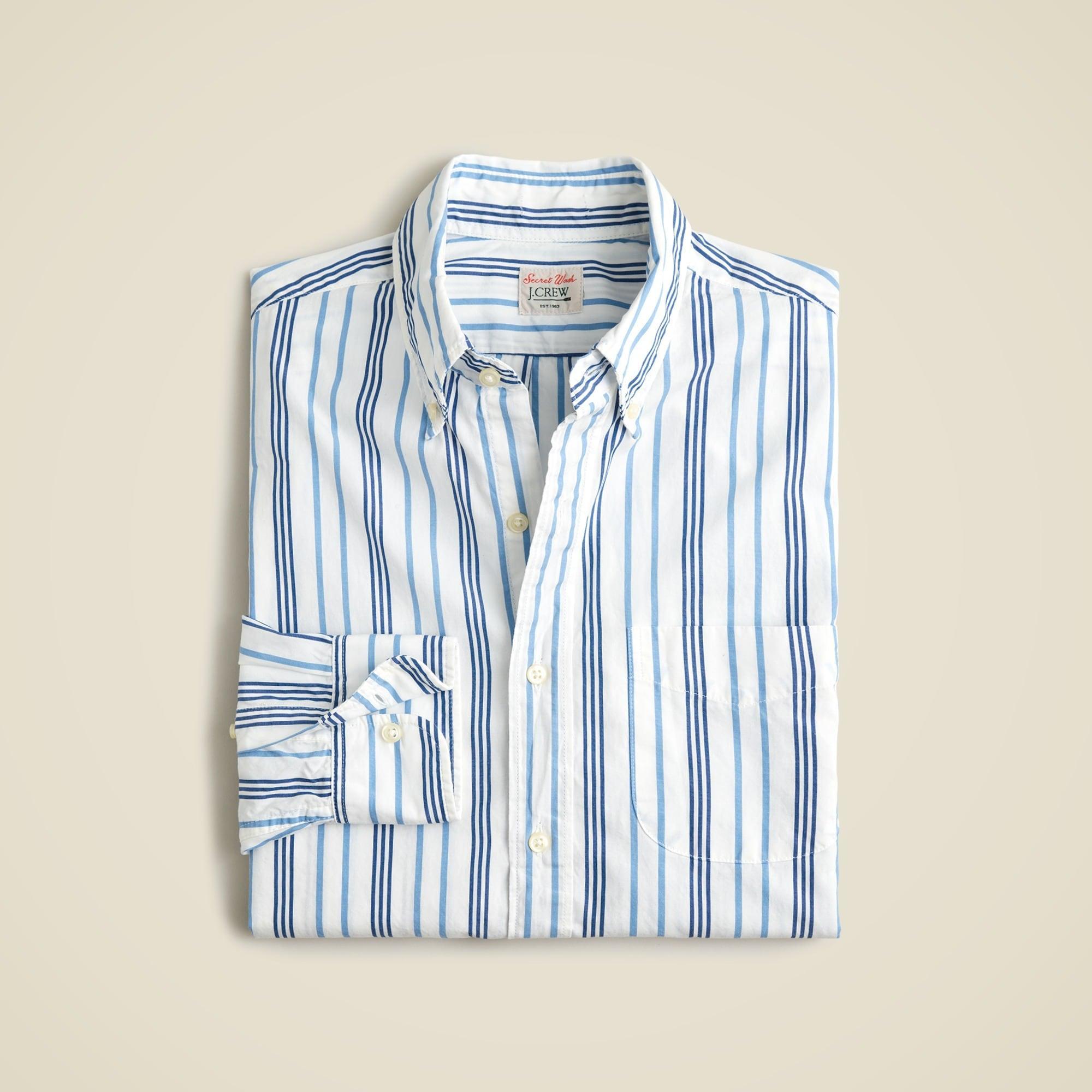 Secret Wash cotton poplin shirt in stripe Product Image