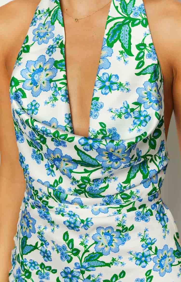 Marcella Blue Floral Formal Maxi Dress Product Image