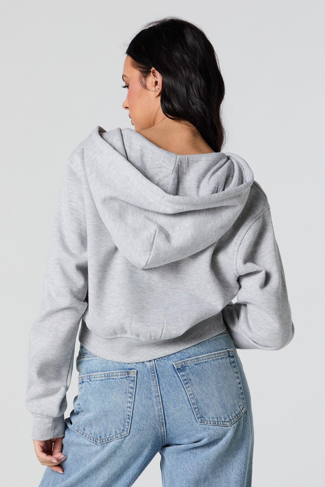 Soft Fleece Zip-Up Cropped Hoodie Female Product Image