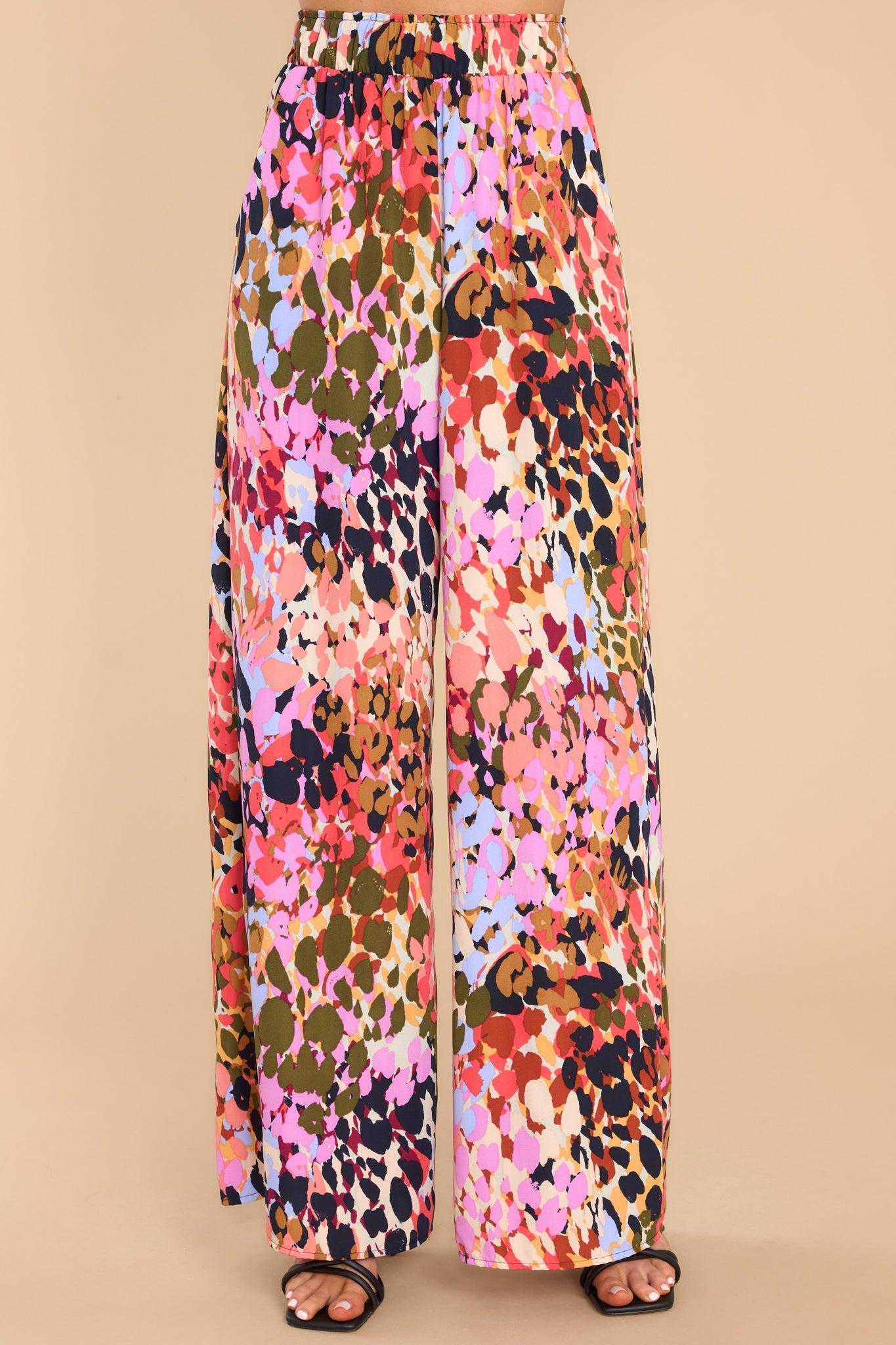 Crazy For You Pink Multi Print Pants Product Image