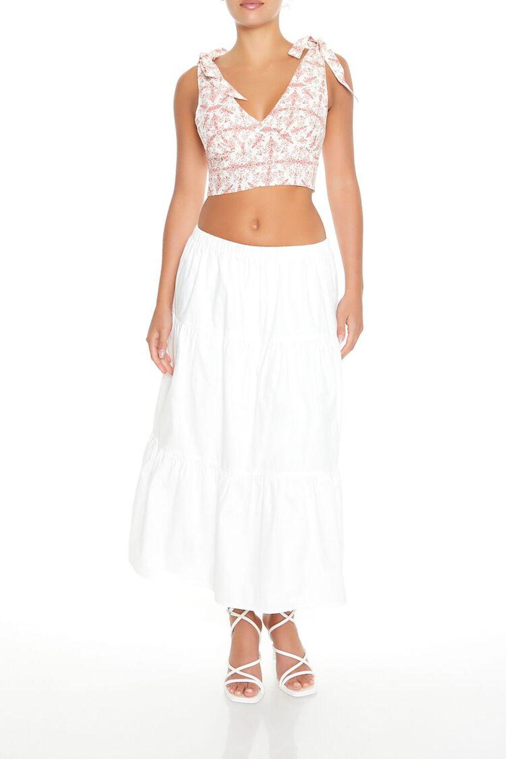 Ornate Print Tie-Strap Crop Top | Forever 21 Product Image