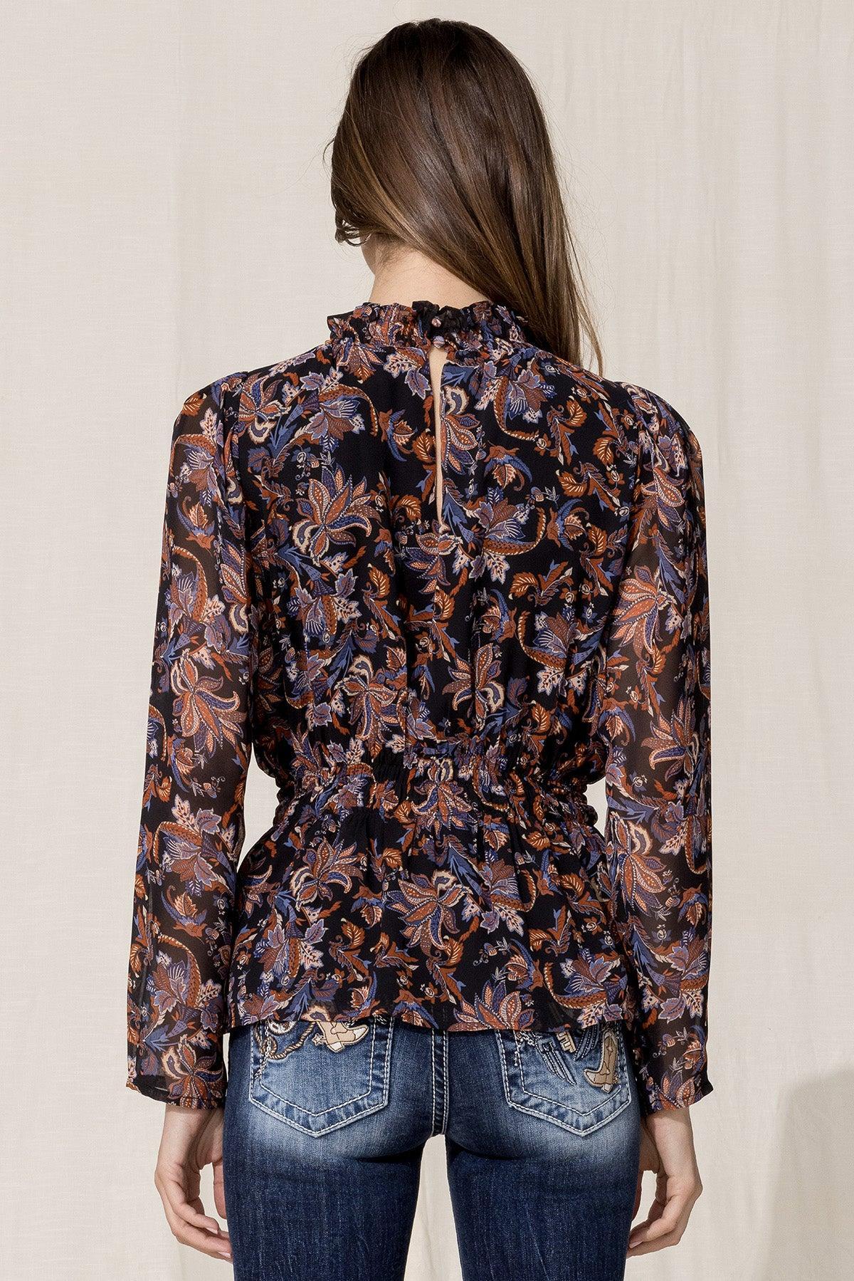 Paisley Chiffon Smock Blouse Product Image