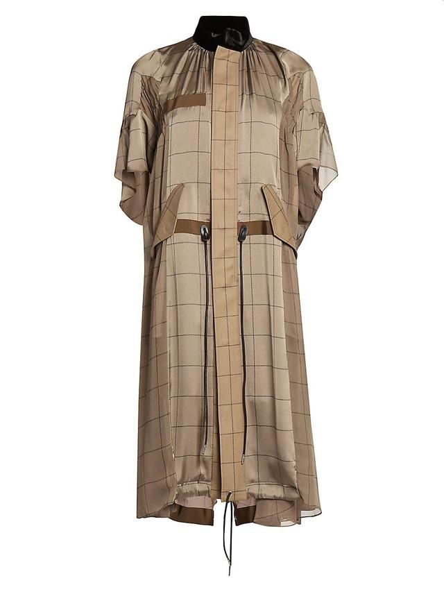 Womens Windowpane Check Drawcord Midi-Dress Product Image