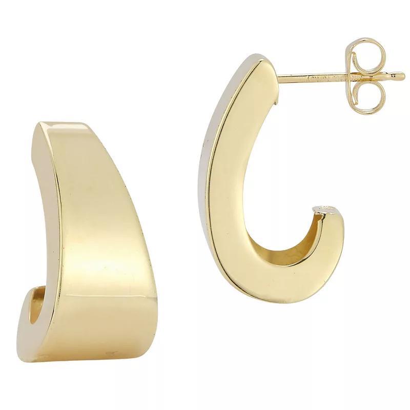 LUMINOR GOLD 14k Gold Bold J-Hoop Earrings, Womens Product Image