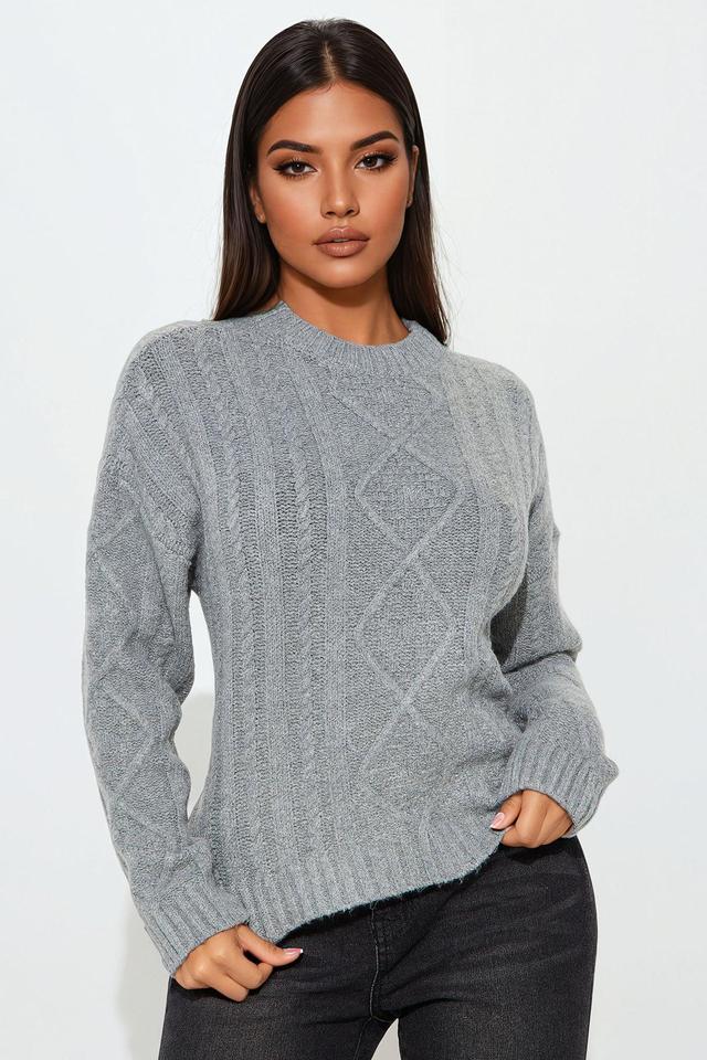 Winter Nights Cable Knit Sweater - Grey Product Image