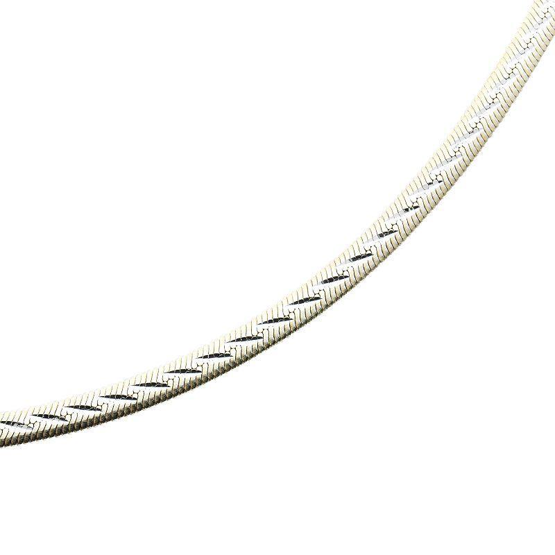 Sterling Silver Two Tone Reversible Herringbone Chain Anklet, Womens Grey Product Image