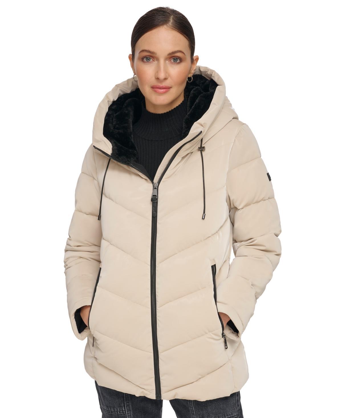 Dkny Womens Hooded Puffer Coat Product Image