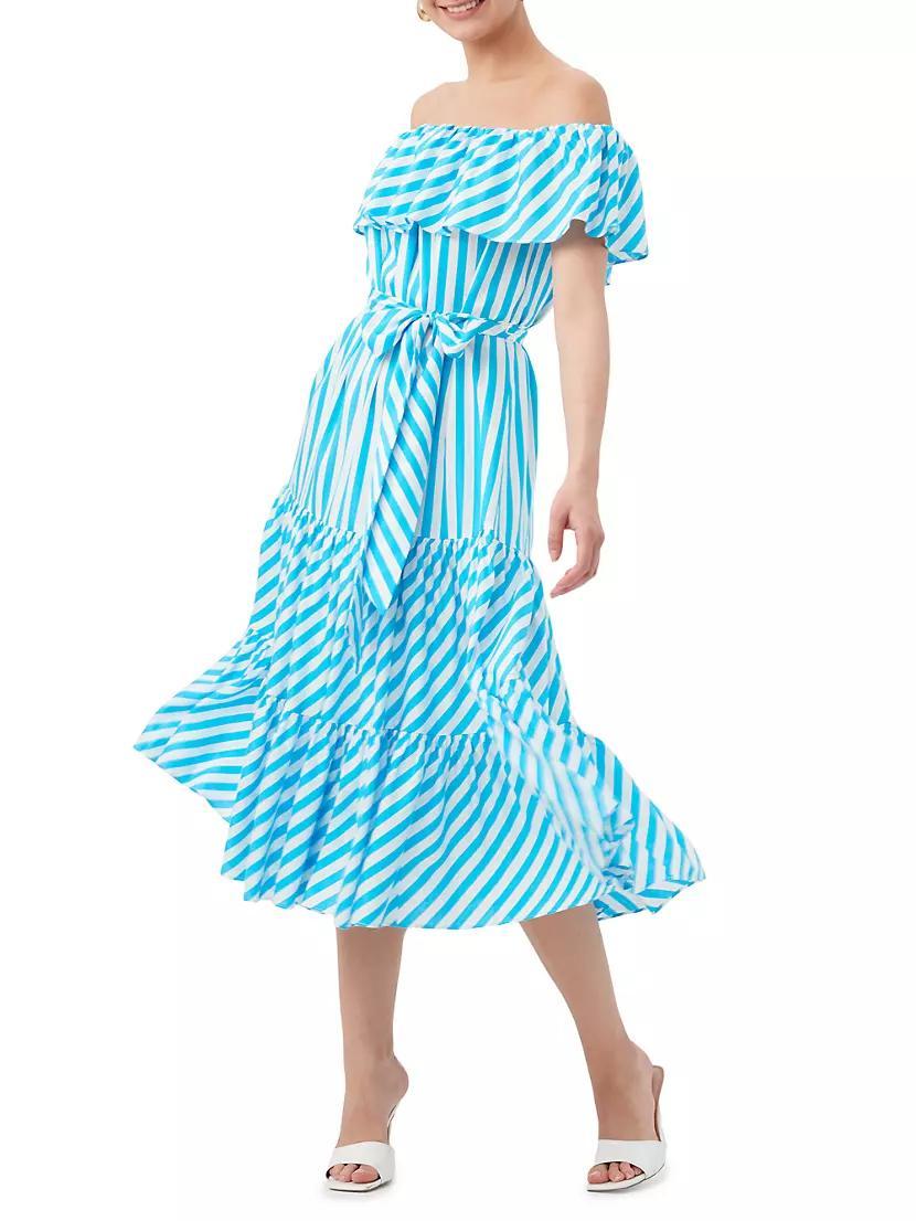 Salima 2 Off-The-Shoulder Striped Ruffle Dress Product Image