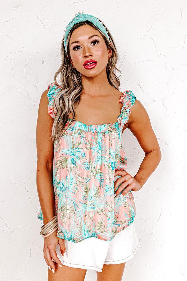 On A Wave Floral Shift Top in Peach Product Image