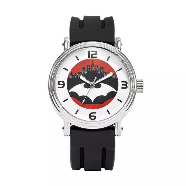 DC Batman Mens Silver Tone Classic Watch Black Product Image