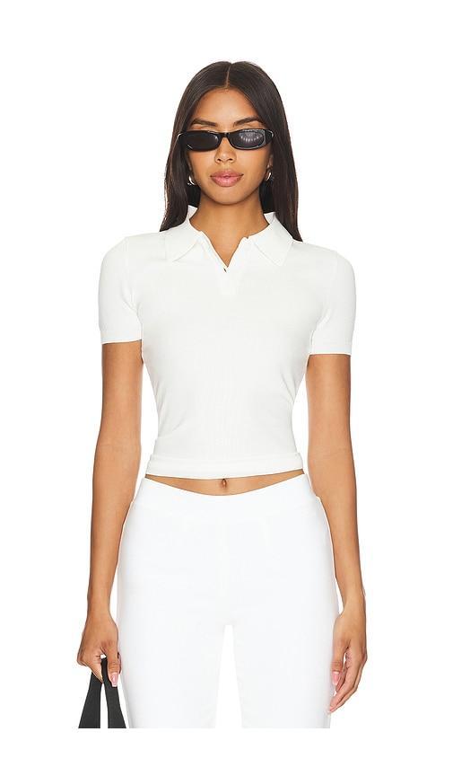 Lovers and Friends Candi Polo Top in White Product Image