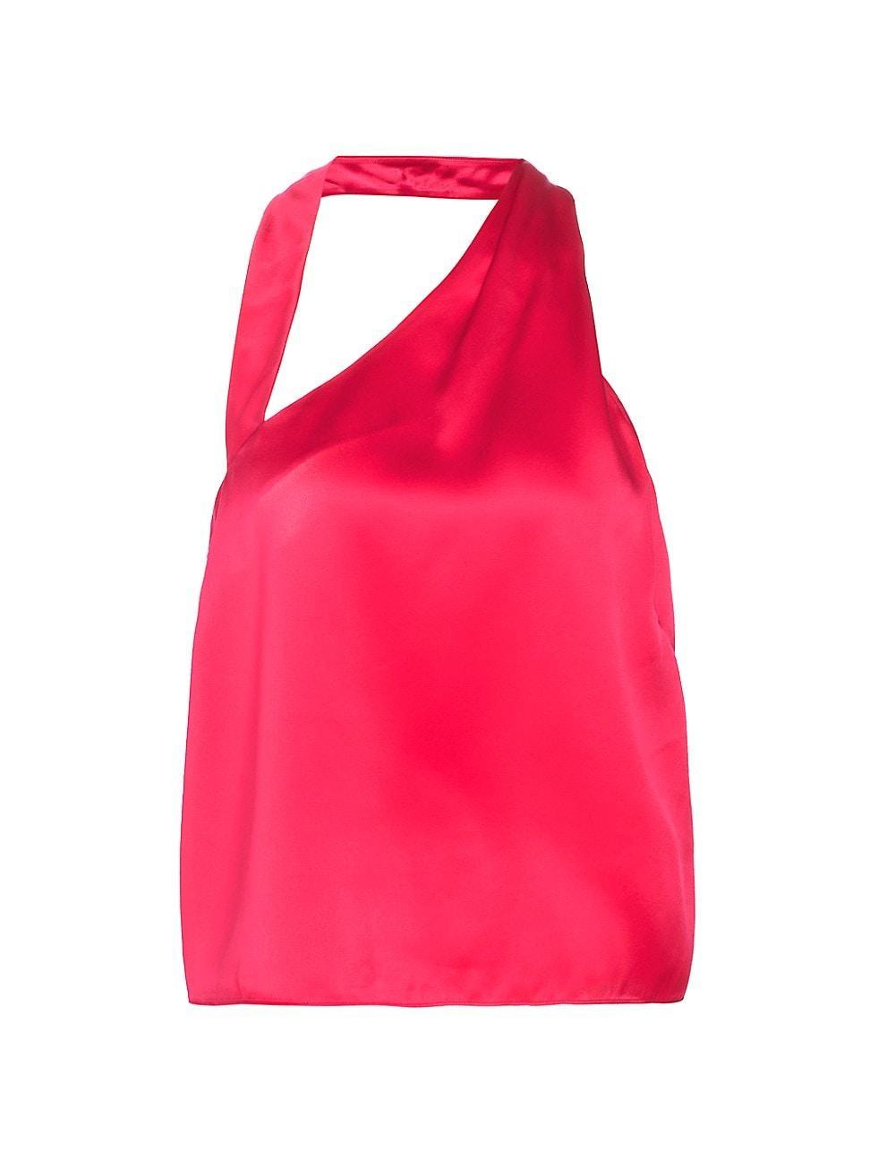 Womens Satin Silk Strap One-Shoulder Top Product Image