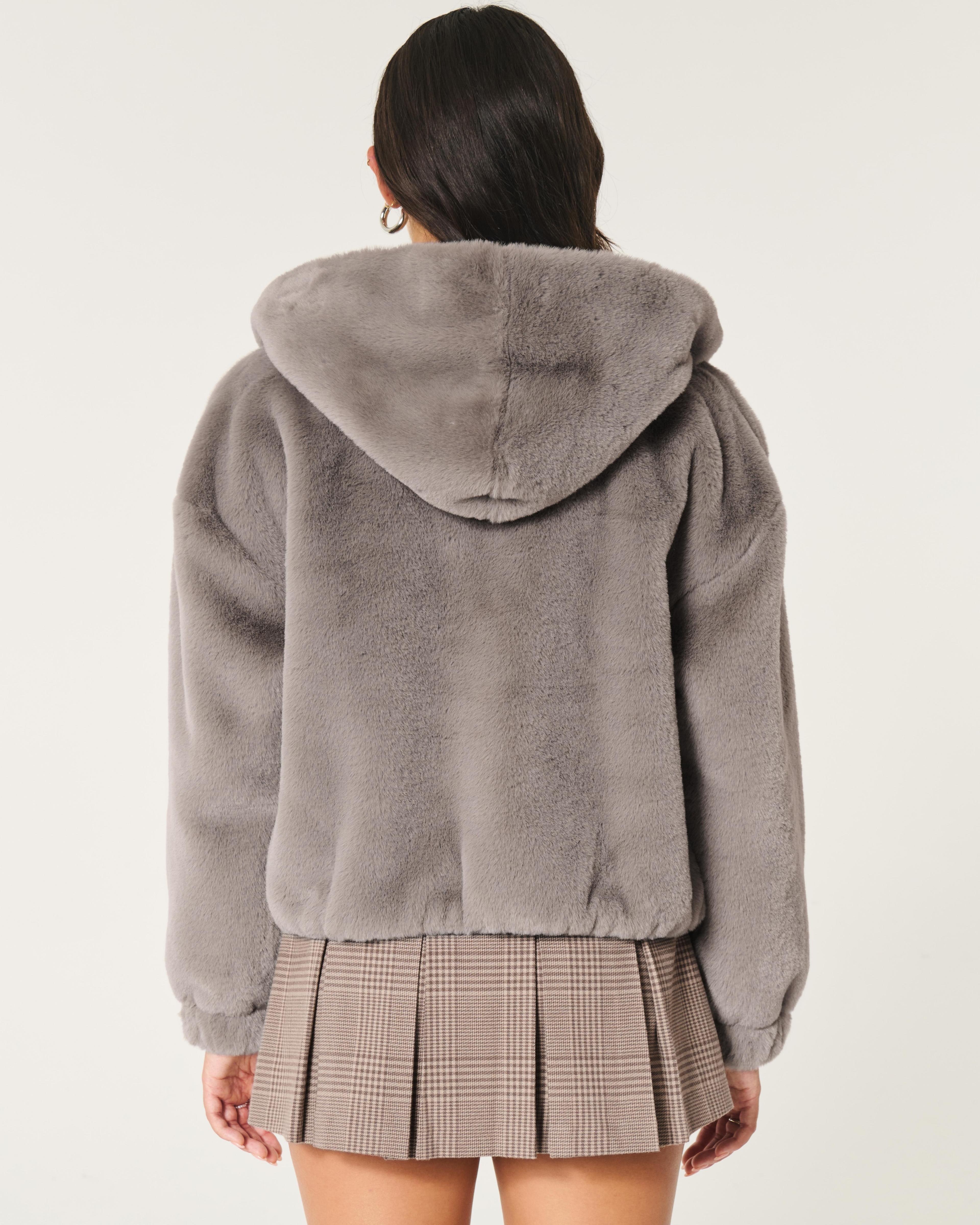 Cozy Faux Fur Zip-Up Hoodie Product Image