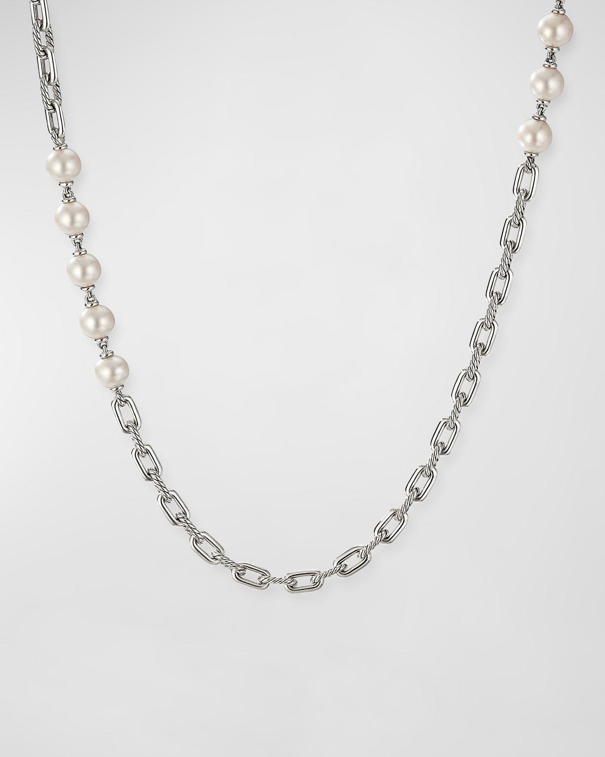 Womens Madison Pearl Chain Necklace in Sterling Silver with Pearls Product Image