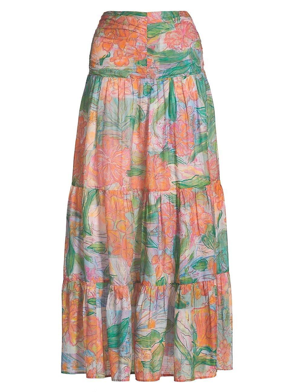 Womens Agatha Floral Cotton Maxi Skirt Product Image