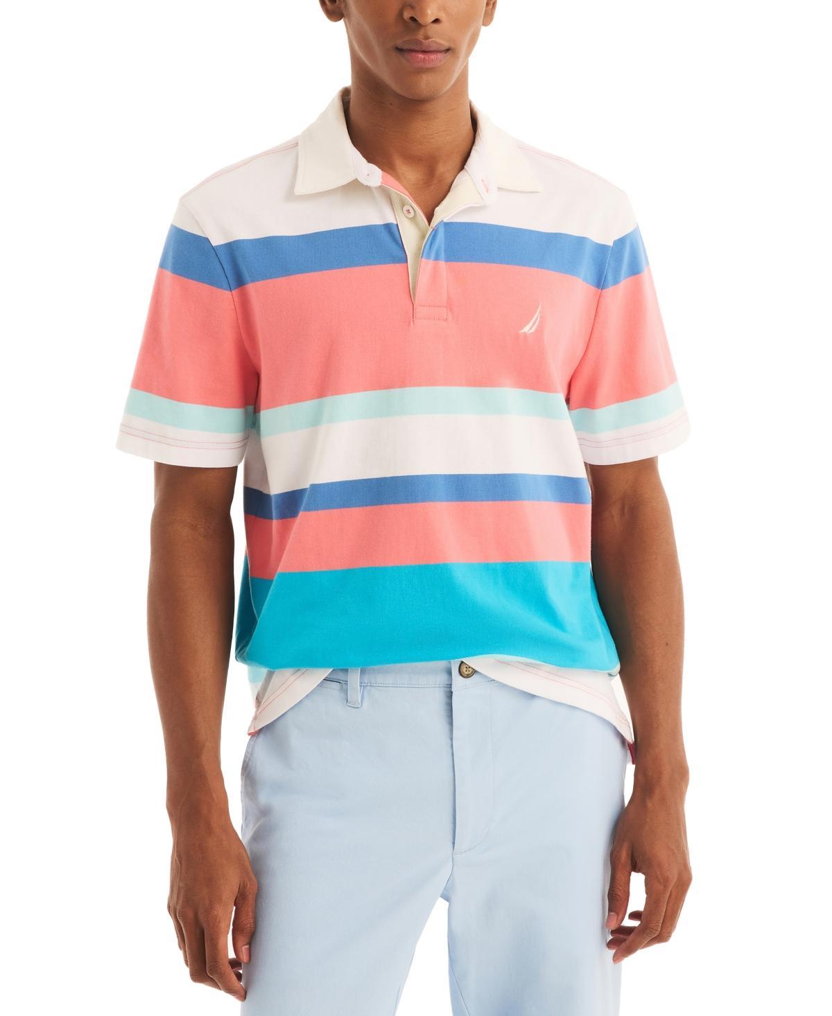 Nautica Mens Classic-Fit Striped Rugby Polo Shirt Product Image